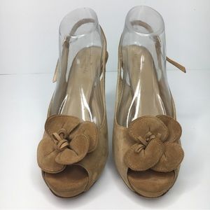 Kate Spade Leather Suede Sling Back Heels Mustard Made In ItalySZ 9 1/2 B SKU#S2